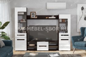 Мебель для гостиной МГС 6 (Исполнение 1/Венге/Белый глянец) в Нововаршавке - novovarshavka.katalogmebeli.com | фото