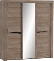 Шкаф трехдверный Соренто с раздвижными дверями Дуб стирлинг/Кофе структурный матовый в Нововаршавке - novovarshavka.katalogmebeli.com | фото